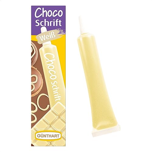 Günthart BackDecor 25 gr Chocoschrift ROT für jegliche Süßspeisen in weißer Farbe aus Schokolade für schöne Schriftzüge und Muster, 1er Pack (25 gr) von Günthart