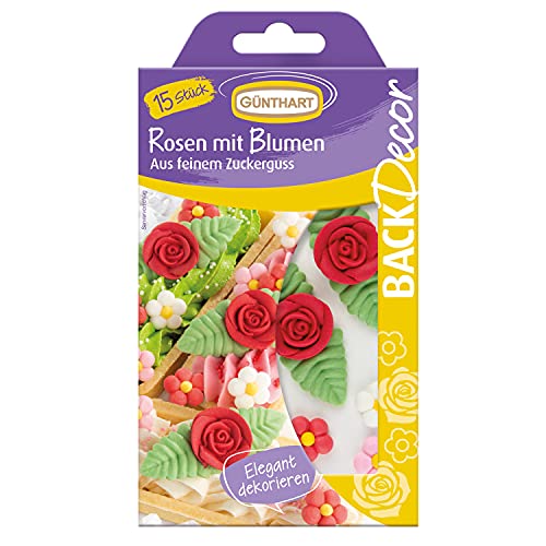 Günthart BackDecor | Rosen mit Blumen | aus feinem Zuckerguss | in den Farben Rosa, Pink | für Kuchen und CupCakes | zum Dekorieren Günthart BackDecor | Rosen mit Blumen | aus feinem Zuckerguss | in den Farben Rosa, Pink | für Kuchen und CupCakes | zum Dekorieren von Günthart
