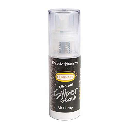 Günthart BackDecor Silberstaub Glimmer Pumpspray mit Glitzereffekt, essbarer glänzender Silberstaub Glitzer, 1er Pack (1 x 10 g) von Günthart