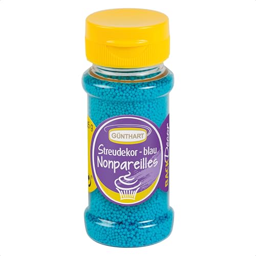 Günthart BackDecor | Streudekor, Nonpareilles blau, 4er Pack (4 x 85 g) von Günthart