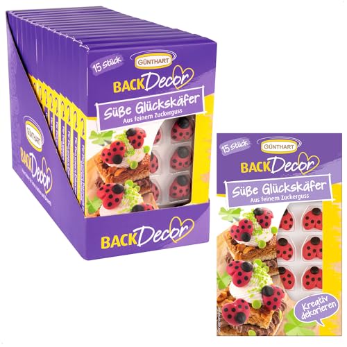 Günthart BackDecor VKE 15 Schachteln á mit 15 süße Glückskäfer zu je 15 Stück verpackt aus essabren feinem Zuckerguss von Günthart