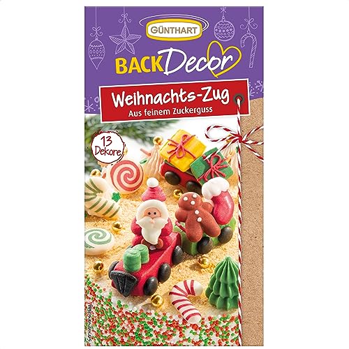 Günthart BackDecor Weihnachts Zug aus feinem Zuckerguss, zum festlich Dekorieren von Kuchen, Torten und Cupcakes anlässlich Weihnachten von Günthart