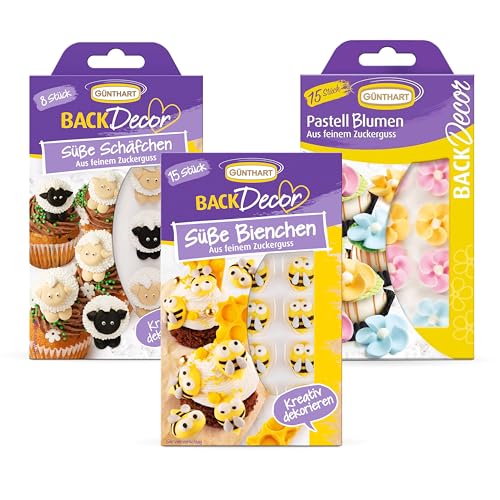 Günthart BackDecor essbares Osterset aus Süßen Bienchen, Pastell Blumen & Süßen Schäfchen Zuckerfiguren, insgesamt 38 Stück, Ideal zum Backen von Ostergebäck wie Torten für festliche Oster-Kreationen Günthart BackDecor essbares Osterset aus Süßen Bienchen, Pastell Blumen & Süßen Schäfchen Zuckerfiguren, insgesamt 38 Stück, Ideal zum Backen von Ostergebäck wie Torten für festliche Oster-Kreationen von Günthart