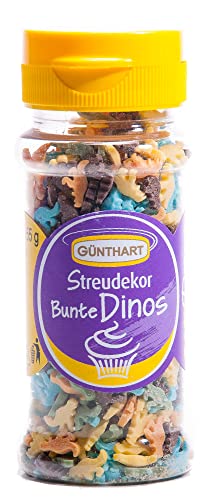 Günthart BackDecor | 55 g Streudekor Dinosaurier | aus Zucker | essbar | Dino Party in verschiedenen Farbe | 1er Pack (1 x 55 g) von Günthart