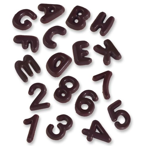 Günthart Buchstaben und Zahlen | aus dunkler Schokolade | Buchstaben von A bis Z | Zahlen von 0 bis 9 | Kuchendekoration | geeignet für Kuchen, Torten und Cupcakes von Günthart