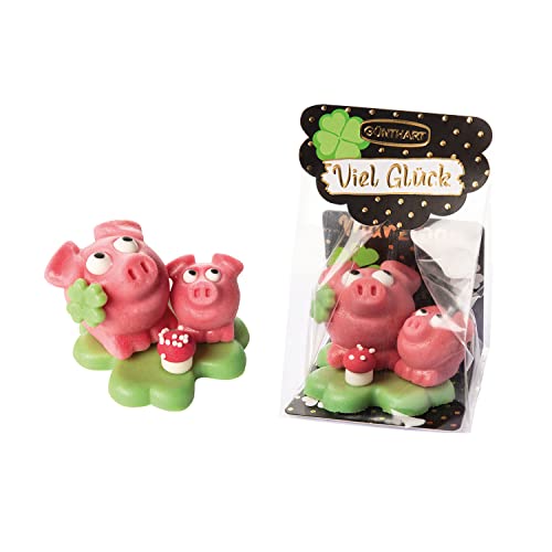 Günthart Marzipan Schweinchen auf Kleeblatt, im Cellophanbeutel Günthart Marzipan Schweinchen auf Kleeblatt, im Cellophanbeutel von Günthart