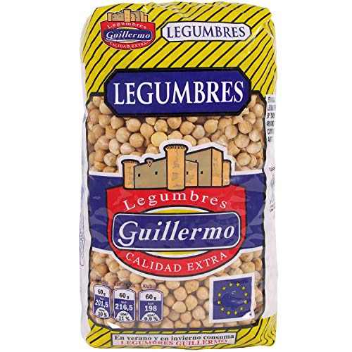 Guillermo | Kichererbsen der Sorte Pedrosillano (Salamanca, Spanien) - 1kg | Geringer Fett- und hoher Proteingehalt | Aufgrund der festen Konsistenz ist eine längere Kochzeit erforderlich von Guillermo