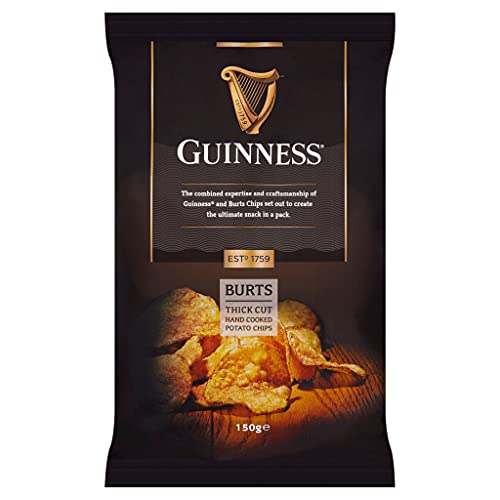 Burts Guinness Hand Cooked Potato Chips 150g - Handfrittierte Kartoffelchips mit Guinness Flavour von BURTS