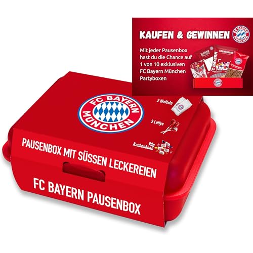 GUNZ FC Bayern München Pausenbox für echte Fans | vielseitig & praktisch | spülmaschinenfest | inkl. 250g leckerer Süßigkeiten | Plus Gewinnchance bei jedem Kauf! Fanartikel FCBayern von Gunz