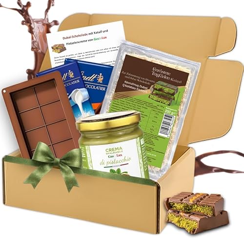 Dubai Schokolade Original DIY Set 200g Kadayif/Engelshaar Schokoladenform 190g Pistaziencreme 200g Schokolade Rezept Dubai Schokolade Original DIY Set 200g Kadayif/Engelshaar Schokoladenform 190g Pistaziencreme 200g Schokolade Rezept von GustoLux