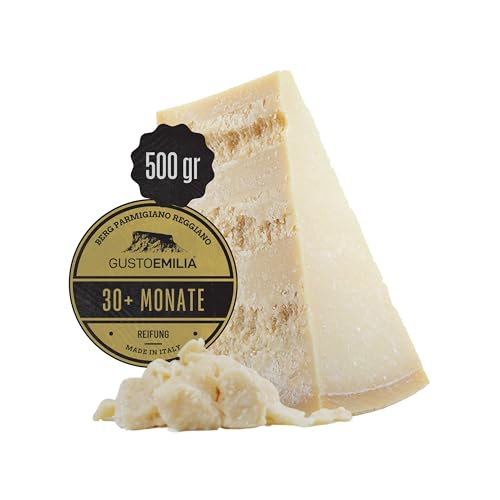 GUSTOEMILIA Berg-Parmigiano Reggiano Käse 30 Monate gereift - Ideal für Pasta, Brot, Salate, Snacks und Früchte - Italienischer gereifter Parmesan Käse 1,1 lb (500g) GUSTOEMILIA Berg-Parmigiano Reggiano Käse 30 Monate gereift - Ideal für Pasta, Brot, Salate, Snacks und Früchte - Italienischer gereifter Parmesan Käse 1,1 lb (500g) von Gustoemilia