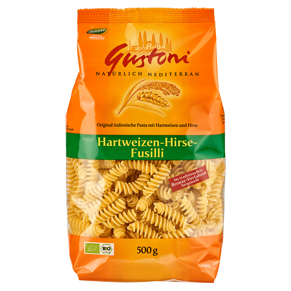 Bio Hartweizen-Hirse-Fusilli 500g von Gustoni