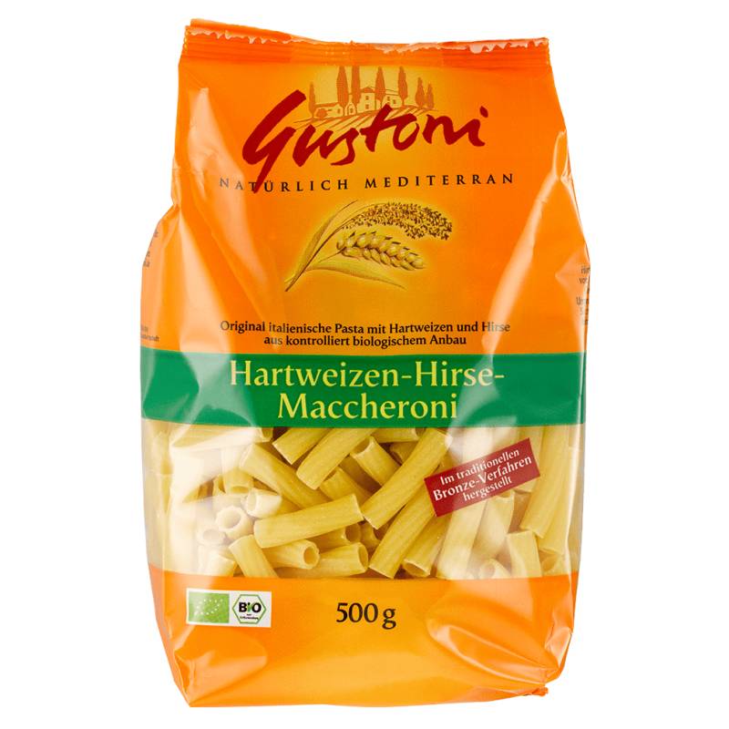 Bio Hartweizen-Hirse-Maccheroni 500g von Gustoni