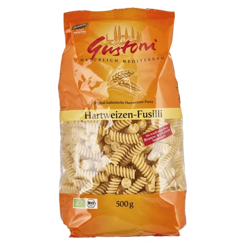 Gustoni Bio Hartweizen-Fusilli 1er Pack (1 x 500 gr) Im traditionellen Bronze-Verfahren hergestellt von Gustoni