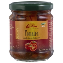 Halbgetrocknete Tomaten in Kräuteröl von Gustoni