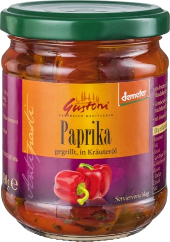Paprika gegrillt, in Kräuteröl 12 x 190 gr von Gustoni