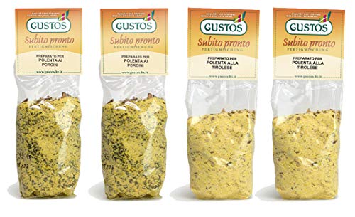 GUSTOS - 4 Packungen Polenta, 2x Polenta Tiroler Art und 2x Polenta mit Steinpilzen - jeweils 350 Gr. Das uralte Gericht aus Maismehl, lecker und gesund GUSTOS - 4 Packungen Polenta, 2x Polenta Tiroler Art und 2x Polenta mit Steinpilzen - jeweils 350 Gr. Das uralte Gericht aus Maismehl, lecker und gesund von Gustos Südtirol