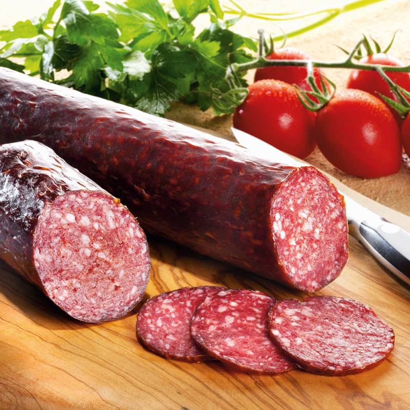 Straußensalami, im Stück von Gut Owstin