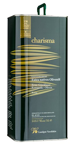 Premium Olivenöl Charisma 5 Liter, Extra nativ, Säuregehalt unter 0,4%, Sortenrein, Kaltgepresst, Vassilakis Olivenöl aus Kreta von Gut Vassilakis