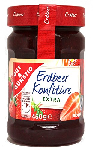 Gut & Günstig Erdbeer Konfitüre Extra, 6er Pack (6 x 450g) von Gut & Günstig