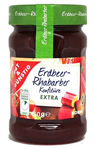 Gut & Günstig Erdbeer Rhabarber Konfitüre Extra, 6er Pack (6 x 450g) von Gut & Günstig