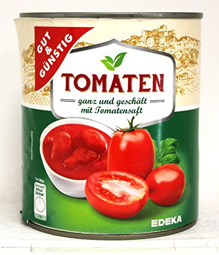 Gut & Günstig Tomaten ganz und geschält mit Tomatensaft, 6er Pack (6 x 800g) von Gut & Günstig