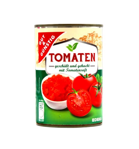 Gut & Günstig Tomaten geschält und gehackt mit Tomatensaft, 6er Pack (6 x 400g) von Gut & Günstig