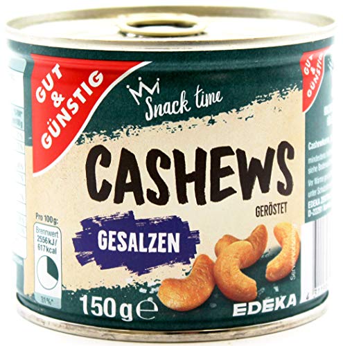 Gut & Günstig Cashewkerne gesalzen und geröstet, 15er Pack (15 x 150g) von Gut & Günstig