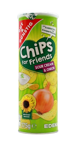 Gut & Günstig Chips for Friends Stapelschips Sour Cream & Onion, 10er Pack (10 x 175g) von Gut und Günstig