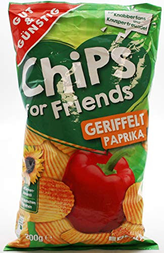 Gut & Günstig Chips for Frinds geriffelt Paprika, 10er Pack (10 x 200g) von Gut & Günstig