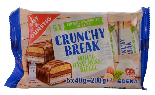 Gut & Günstig Crunchy Break Milch-Haselnuss-Riegel, 11er Pack (11 x 200g) von Gut und Günstig