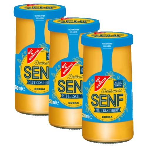 Gut und Günstig Delikatess Senf, mittelscharf, 250ml, 3er Pack von BFYSYO