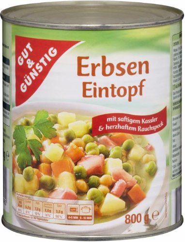 Gut & Günstig Erbsen Eintopf mit Kasseler & Rauchspeck 800g von EDEKA Zentrale AG Co. KG