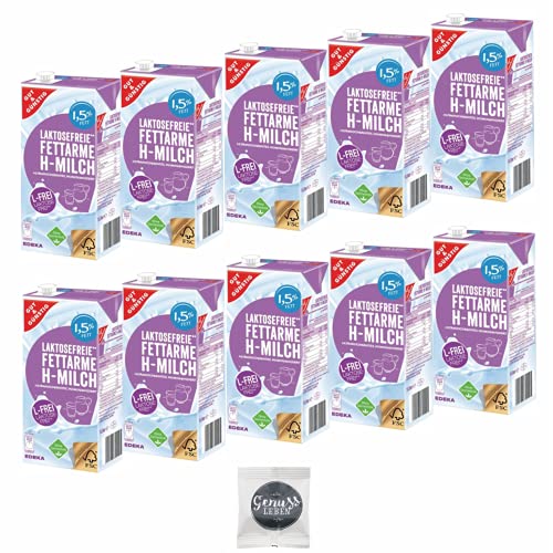 Gut und Günstig Fettarme H-Milch Laktosefrei 1,5% 12x1 Liter und Genussleben Jelly Beans gratis von Gut & Günstig