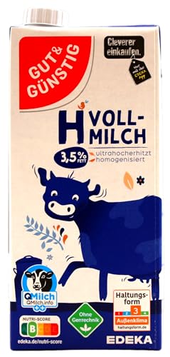 Gut & Günstig Flüssigkeit H-Milch 3.5 Prozent, 12er Pack (12 x 1 l), Karton von GUT & GUNSTING
