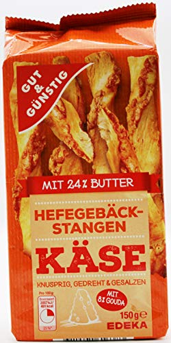 Gut & Günstig Hefegebäckstangen mit Käse, 12er Pack (12 x 150g) von Gut & Günstig