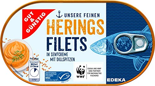 Gut & Günstig Heringsfilets in Senfcreme mit Dillspitzen 200g von Gut & Günstig