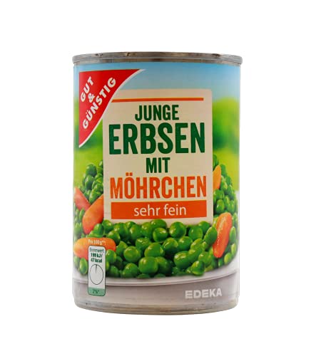 Gut & Günstig Junge Erbsen mit Möhrchen sehr fein, 12er Pack (12 x 265g) von Gut und Günstig