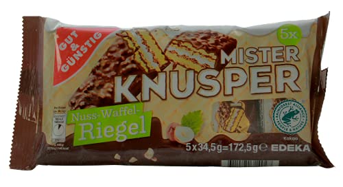 Gut & Günstig Mister Knusper Nuss-Waffel-Riegel, 11er Pack (11 x 172,5g) von Gut und Günstig