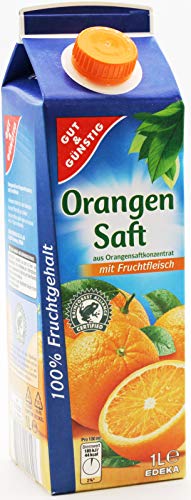 Gut & Günstig Orangensaft mit Fruchtfleisch, 8er Pack (8 x 1 l) von Gut & Günstig