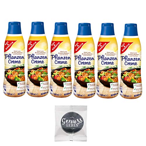 EDEKA Gut & Günstig Pflanzencreme zum Braten und Kochen mit Gratis Genussleben, 6 x 500 ml von Gut & Günstig