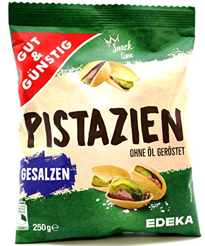 Gut & Günstig Pistazien gesalzen und ohne Öl geröstet, 27er Pack (27 x 250g) von Gut & Günstig