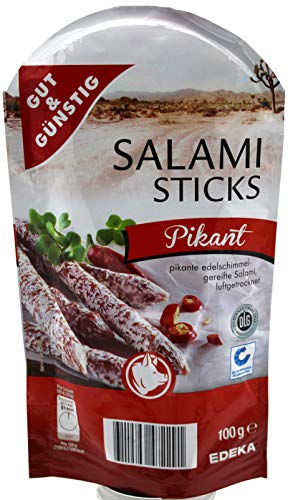 Gut & Günstig Salami Sticks Pikant, 4er Pack (4 x 100g) von Gut & Günstig