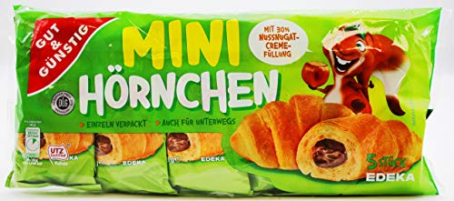 Gut & Günstig mini Hörnchen mit Nussnugatcreme, 16er Pack (16 x 240g) von Gut & Günstig