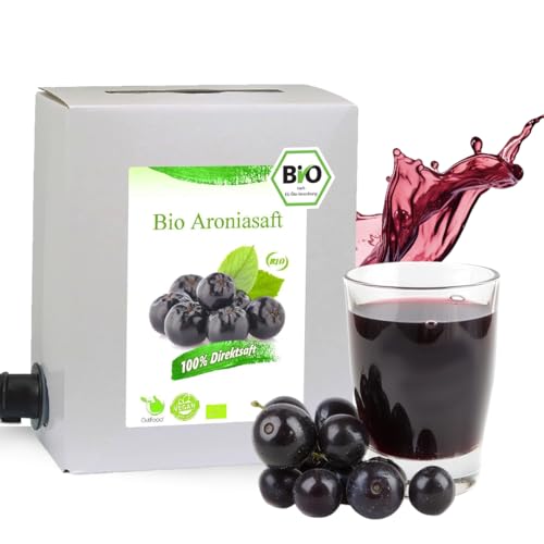 GutFood - 3 Liter Bio Aroniasaft - Bio Aronia Saft in praktischer Bag in Box Packung (1 x 3 l Saftbox) - Muttersaft aus Erstpressung in absoluter Spitzenqualität aus ökologischem Landbau von GutFood