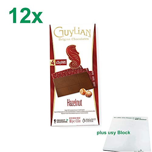 Guylian Belgian Chocolates Hazelnut Gastropack (12x100g Schokoladentafel mit Haselnüssen) + usy Block von GuyLian