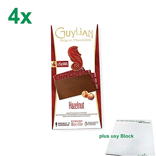 Guylian Belgian Chocolates Hazelnut Officepack (4x100g Schokoladentafel mit Haselnüssen) + usy Block von GuyLian