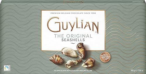 Guylian Meeresfrüchte Pralinen 500g – Original Premium Belgische Pralinen mit Nuss-Nougat Füllung und Marmorierung aus Zartbitter-, Vollmilch- und weißer Schokolade (1 x 500g) von GuyLian