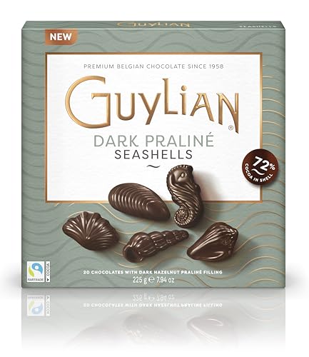 Guylian Meeresfrüchte Nuss-Nougat Dark Praliné 225 g-Packung – Original Premium Belgische Pralinen in feinster 72% Zartbitterschokolade mit Nuss-Nougat Füllung (1 x 225g) von GuyLian