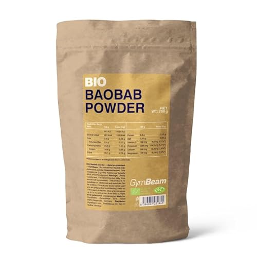 GymBeam Baobab Pulver - BIO Baobab Pulver, veganes Fruchtpulver, reich an Ballaststoffen, ideal für Getränke & Mahlzeiten, nährstoffreiches Superfood aus der Frucht des Baobabbaums, 200 g GymBeam Baobab Pulver - BIO Baobab Pulver, veganes Fruchtpulver, reich an Ballaststoffen, ideal für Getränke & Mahlzeiten, nährstoffreiches Superfood aus der Frucht des Baobabbaums, 200 g von GymBeam